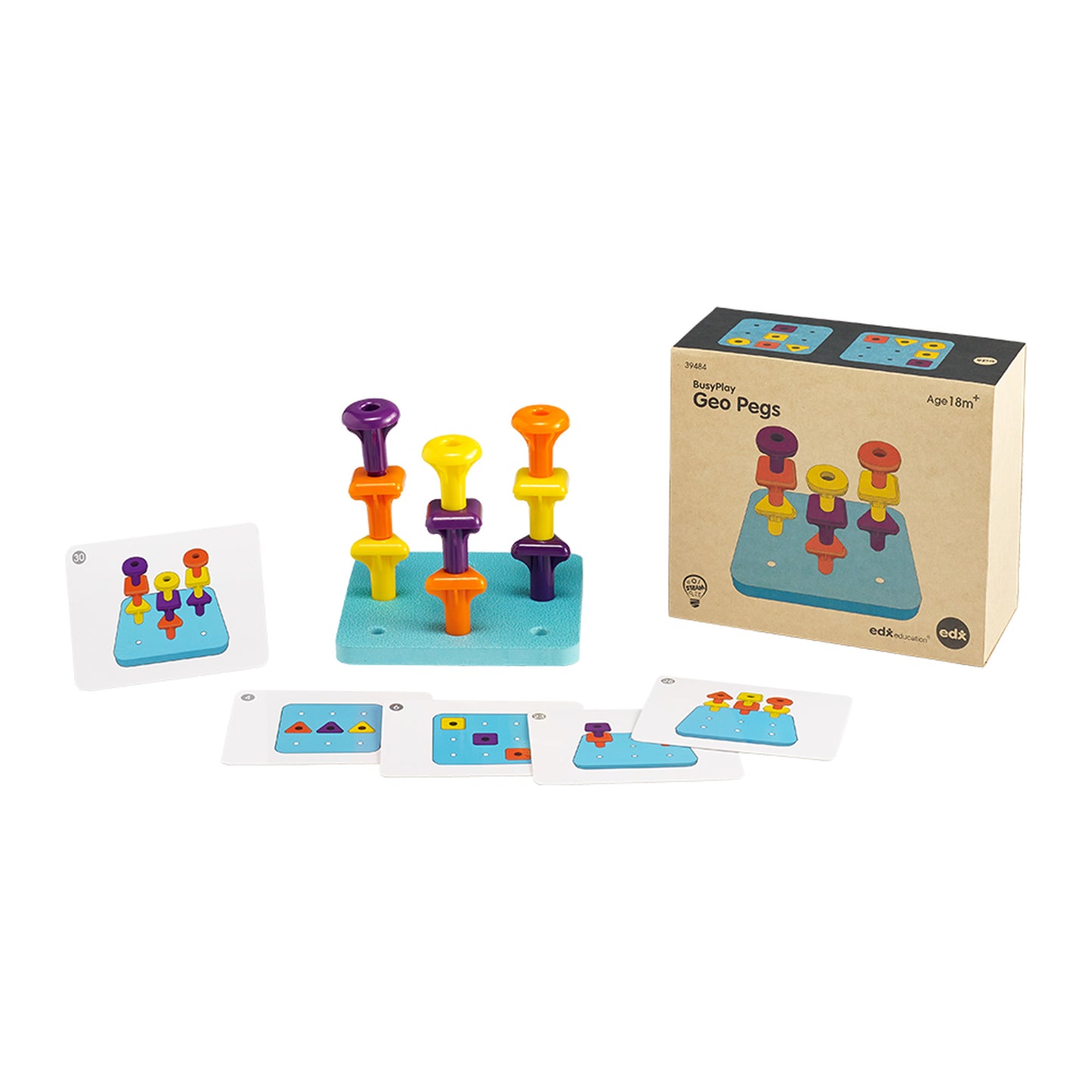 Edx Education - Shopedx UK – Busy Play® Geo Pegs – EDX39484 – Product Packaging Image