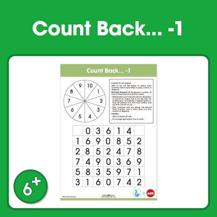 Edx Education - Shopedx UK – Board Games Count Back -1 – Product Packaging Image