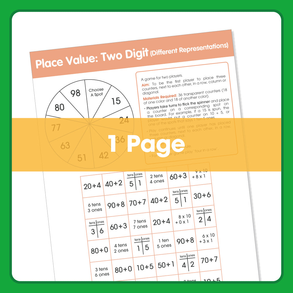 Edx Education - Shopedx UK – Board Games Place Value Two Digits Different Representations – Product Lifestyle Image
