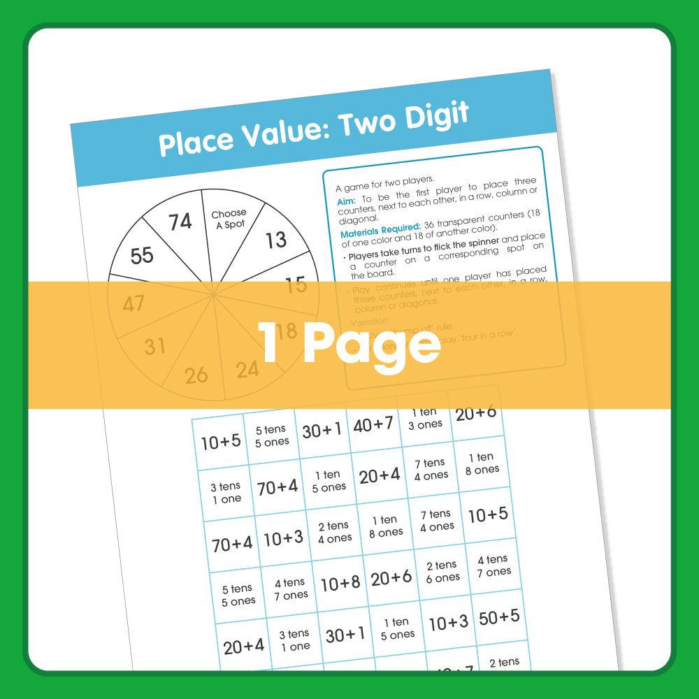 Edx Education - Shopedx UK – Board Games Place Value Two Digits Grade 1 – Product Lifestyle Image