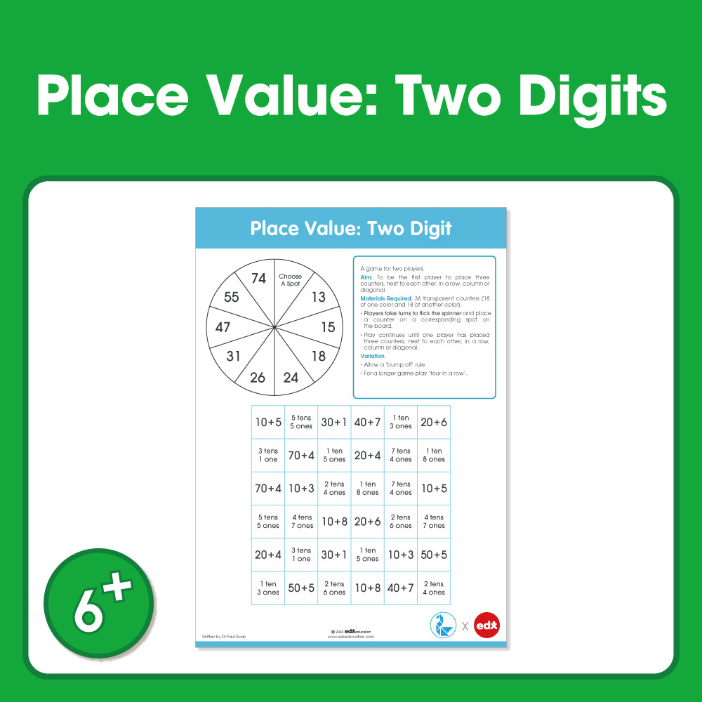 Edx Education - Shopedx UK – Board Games Place Value Two Digits Grade 1 – Product Packaging Image