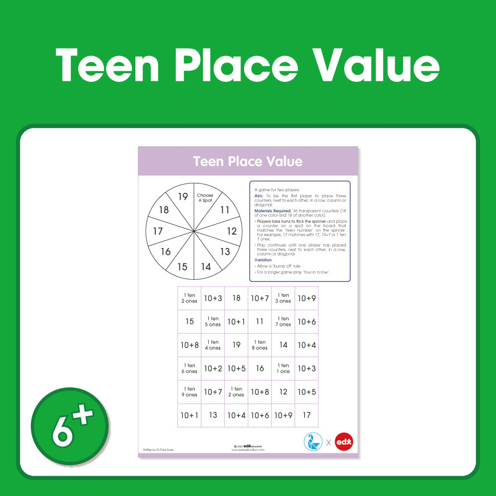 Edx Education - Shopedx UK – Board Games Teen Place Value Grade 1 – Product Packaging Image