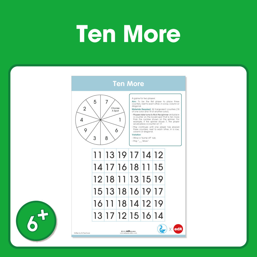 Edx Education - Shopedx UK – Board Games Ten More Grade 1 to 3 – Product Packaging Image