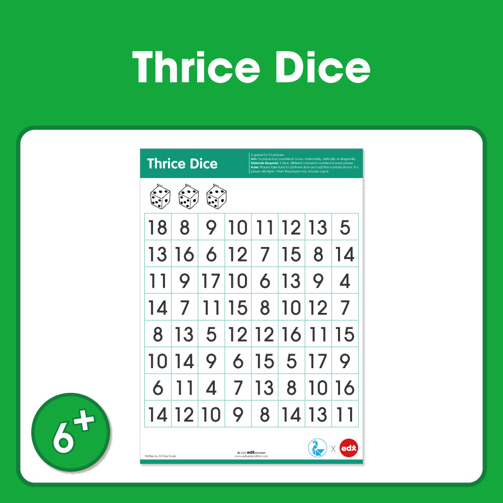 Edx Education - Shopedx UK – Board Games Thrice Dice – Product Packaging Image