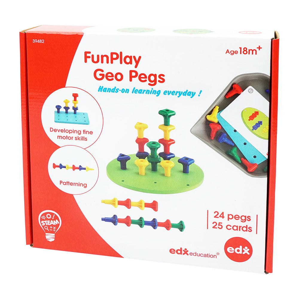 Child sorting colourful Geo Pegs by colour and shape – EYFS fine motor activity | edx education® UK