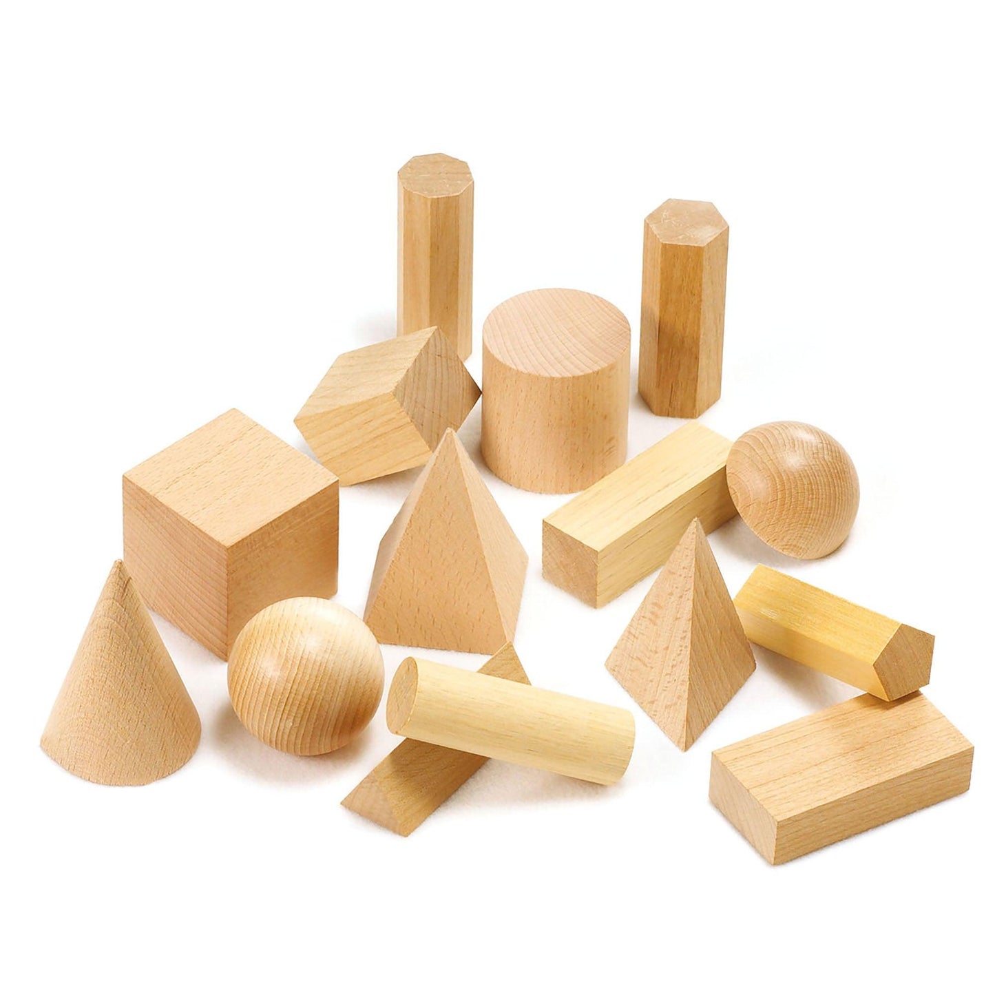 Wooden Geometric Solids – 15 natural wood 3D shapes for hands-on KS1 maths | edx education® UK