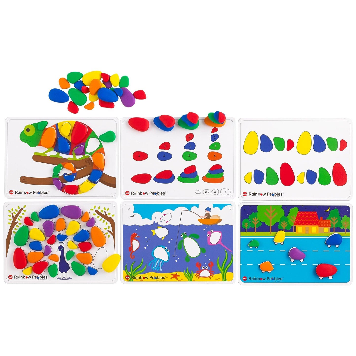 Rainbow Pebbles® Activity Set with activity cards – sensory maths play for EYFS | edx education® UK